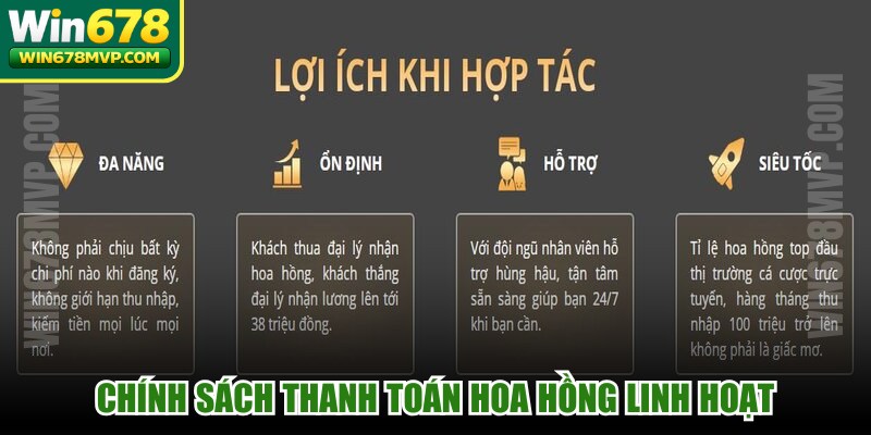 Chính sách thanh toán hoa hồng linh hoạt, mức cực cao